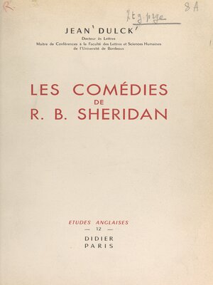 cover image of Les comédies de R. B. Sheridan